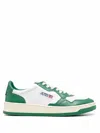 Autry White And Green Two-tone Leather Medalist Low Sneakers