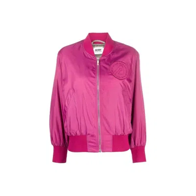 Autry Logo Bomber Jacket In Pink
