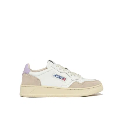 Autry White Leather Low Top Sneakers In Neutral