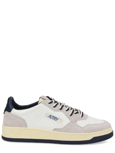 Autry Leather Sneakers With Suede Inserts And Contrasting Heel Tab In Multi