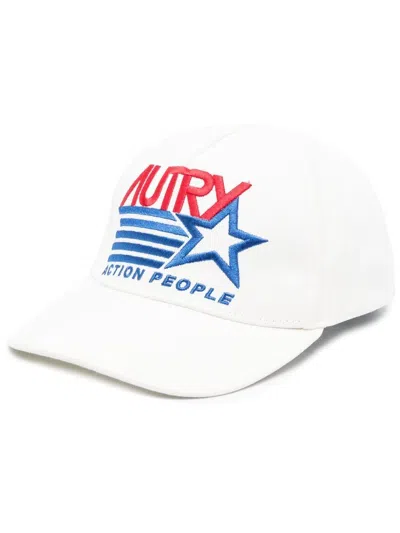Autry Logo Embroidered Baseball Cap In White