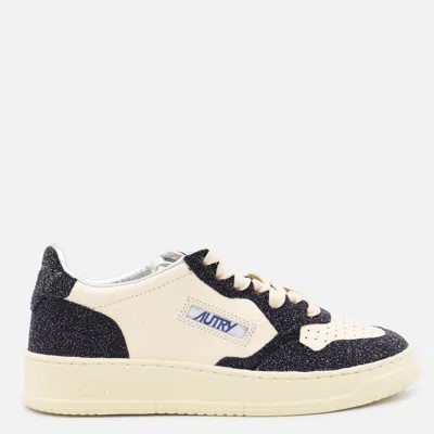 Autry Beige And Blue Leather Medalist Low Sneakers