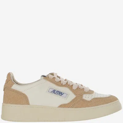 Autry Beige And Brown Leather Medalist Low Trainers