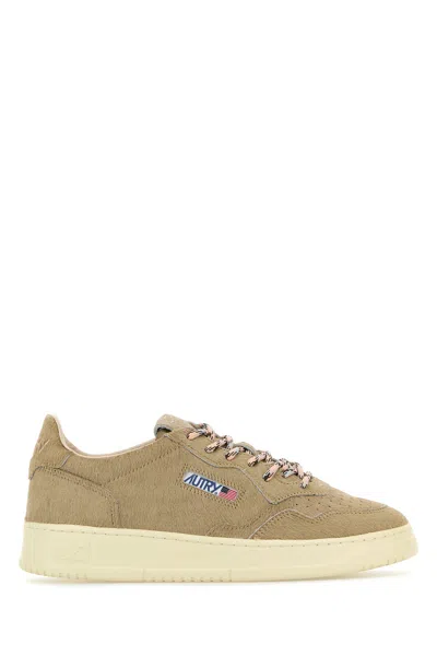 Autry Beige Calf Hair Medalist Sneakers In Brown