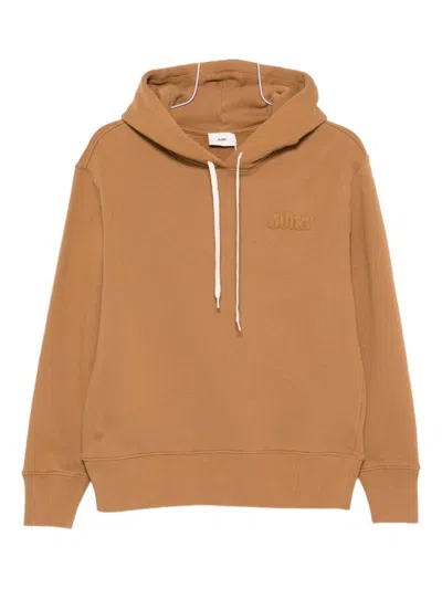 AUTRY BEIGE COTTON HOODIE WITH CONTRASTING DRAWSTRINGS
