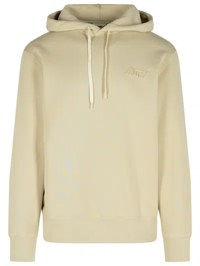 Autry Cotton Sweatshirt Hood Ribbed Cuffs In Neutral