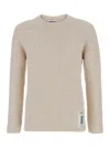 Autry Beige Crewneck Sweater With Logo Patch