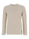 Autry Beige Crewneck Sweater With Logo Patch In Neutrals