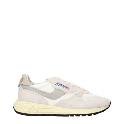 Autry Beige Fabric Low Tops In White