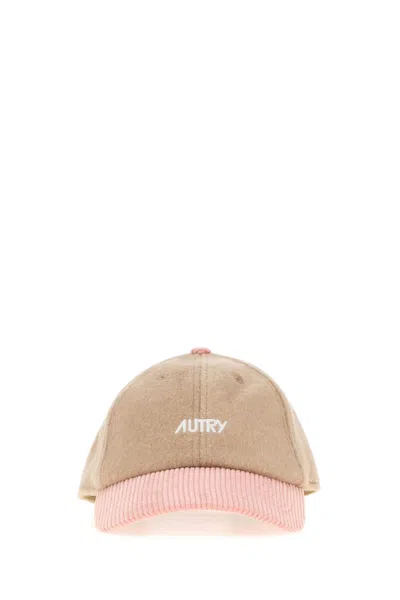 Autry Beige Flannel Baseball Cap In Brown