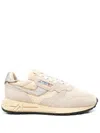 Autry Reelwind Low Sneakers In Nylon Suede And Leather Color Ecru And Platinum Shoes In Neutral