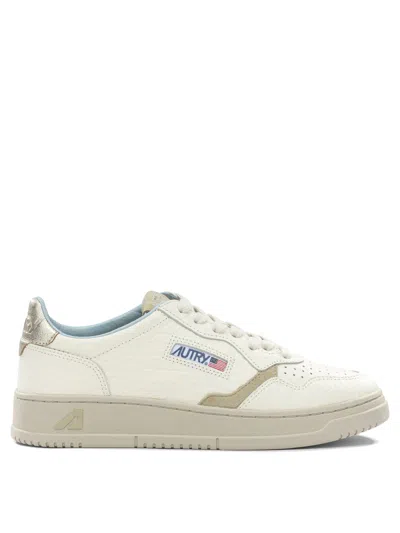 Autry Beige Leather Sneakers In White