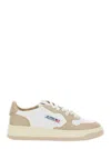 Autry 'medalist' White And Beige Low Top Sneakers With Logo Patch In Beige