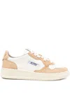 Autry 'medalis Low' Sneakers In White Leather With Sand Suede Inserts In Multi