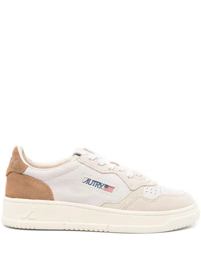 Autry Medalist White Low Top Sneakers With Logo Detail In Leather And Suede Woman In Multi