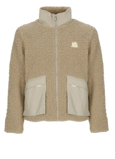 AUTRY BEIGE TEDDY JACKET WITH HIGH NECK