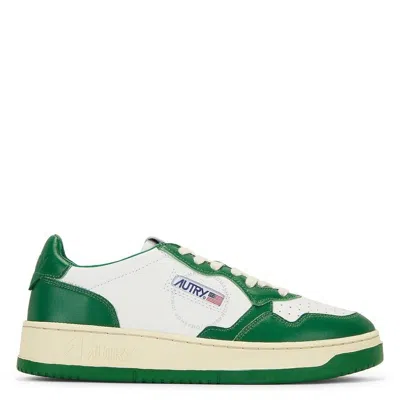 Autry Bicolor Medalist Low Leather Sneakers In Green/white