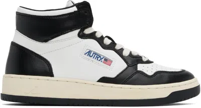 Autry Black & White Medalist Mid Bicolor Sneakers In Leat/leat Wht/blk