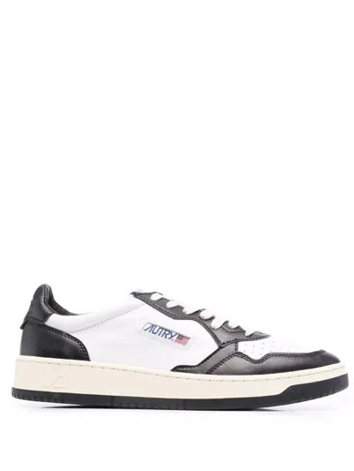 Autry Black And White Two-tone Leather Medalist Low Sneakers