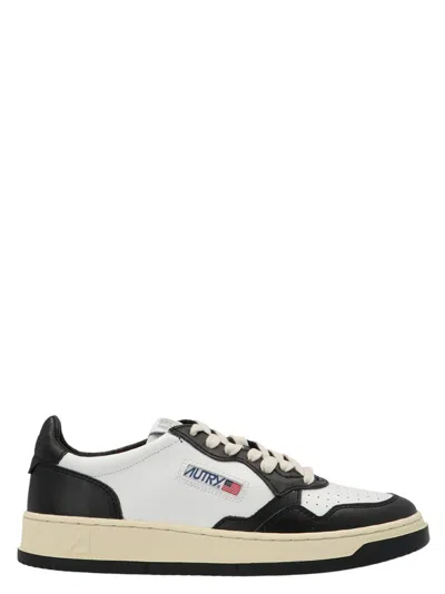 Autry Black And White Two-tone Leather Medalist Low Trainers In White/black