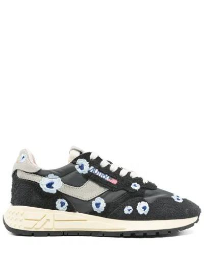 AUTRY BLACK FLORAL LOGO SNEAKERS