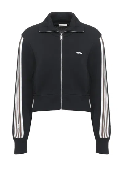 Autry Black Logo High Neck Viscose Sweatshirt