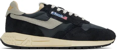 Autry Reel Wind Super Vintage Black Low Top Sneakers With Logo Detail And Vintage Effect In Suede Man In Blue