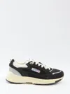 Autry Black Suede And Mesh Sneakers With Cream Cushioned Sole In Black