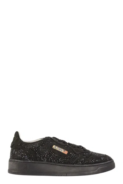 Autry Black Suede Rhinestone Sneaker