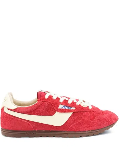 Autry Black Suede Windspin Sneaker In Red