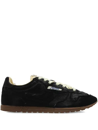 AUTRY AUTRY  BLACK WINDSPIN SNEAKERS IN PONY HAIR