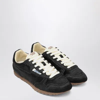 AUTRY AUTRY BLACK WINDSPIN SNEAKERS IN PONY HAIR