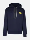 Autry Blue Jersey Hoodie Sweatshirt With Printed Logo In Blue
