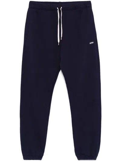 AUTRY BLUE COTTON SWEATPANTS WITH WHITE LOGO