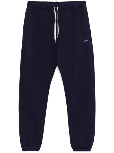 AUTRY AUTRY BLUE COTTON SWEATPANTS WITH WHITE LOGO