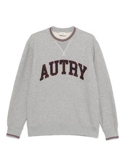Autry Blue Cotton Sweatpants With White Logo In Gray