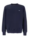Autry Blue Crewneck Sweater With Logo Embroidered On The Front In Cotton Man In Blue