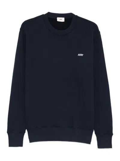 Autry Blue Crewneck Logo Embroidery Sweatshirt In Multi