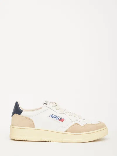 Autry Blue Leather Fabric Sneakers In White