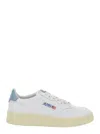 Autry 'medalist Low' White Sneakers With Logo Detail And Heel Tab In Blue