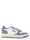 Autry Medalist Low Sneakers Leather Bicolor Paneling Perforated Sole In Blue