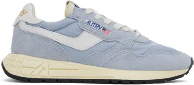Autry Blue Reelwind Low Sneakers In Nylon/crack Wht/celb