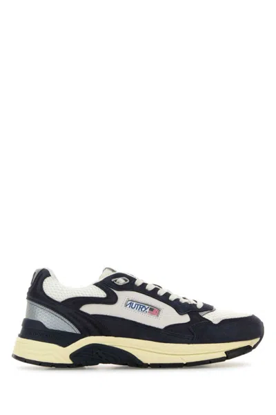 AUTRY BLUE TWO-TONE LEATHER SNEAKERS