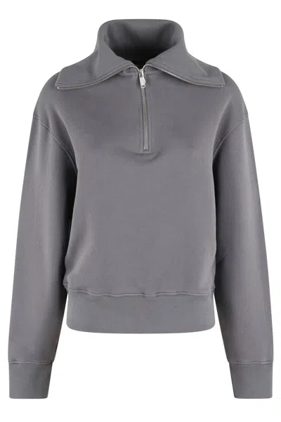 Autry Boxy Grey Cotton Sweatshirt In Gray