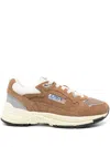 Autry Hyperway Beige Low Top Sneakers With Logo Patch On Side And Tongue In Suede And Mesh Woman In Brown