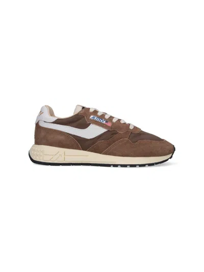 Autry Brown Leather Sneakers With Timeless Design In Multi