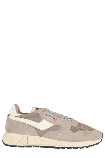 Autry Brown Reelwind Low Side-logo Suede Sneakers In Animal Print