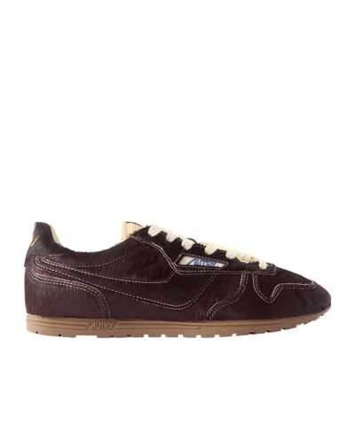 Autry Windspin Calf Hair Sneakers In Brown