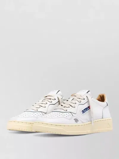 Autry Calfskin Sneakers Flat Rubber Sole Perforated In White
