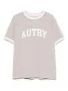 Autry Crew Neck Logo-print T-shirt With Stripe Trim In Grey
